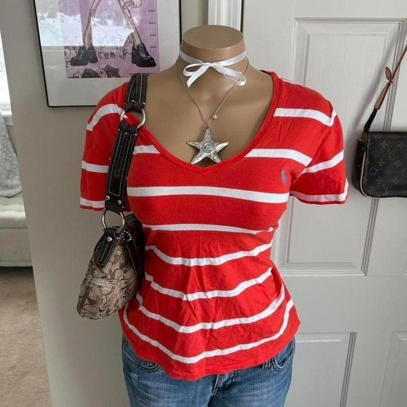 Polo Ralph Lauren Other - Y2K 2000s preppy Ralph Lauren polo pony red and white striped short sleeve top